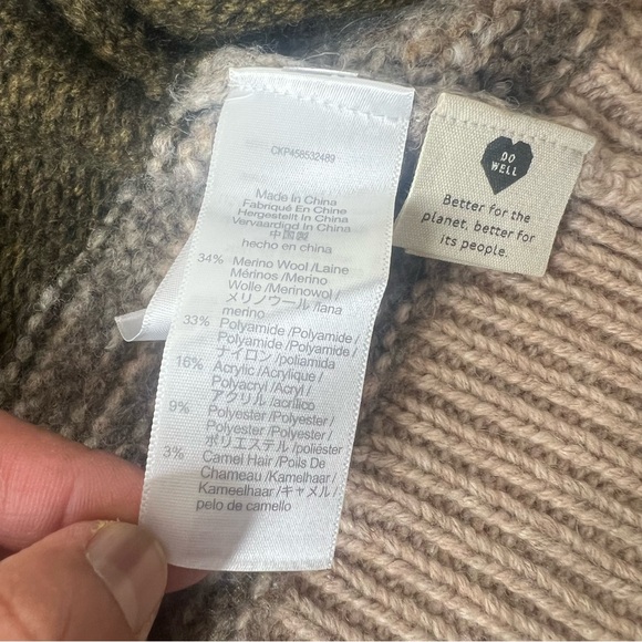 New Madewell Deacon Cableknit Mockneck Sweater in Stripe Wool Blend Size Large - Picture 7 of 9